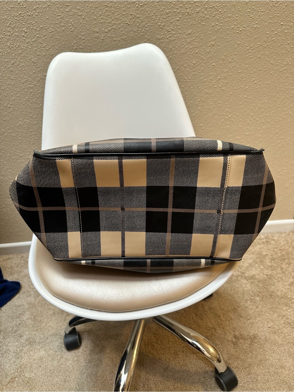 Kate Spade XL Plaid Allison Ave Sidney Tote Bag Purse Heritage Old Money Neutral - Picture 8 of 10